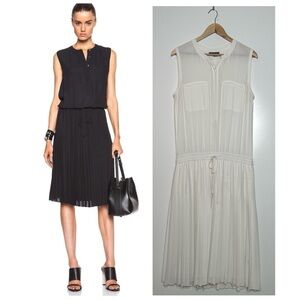 VINCE Ivory Pleated Midi Dress Size Large